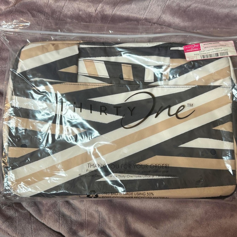 🎒 Thirty-One Laptop Sleeve Criss Cross Colorblock | New